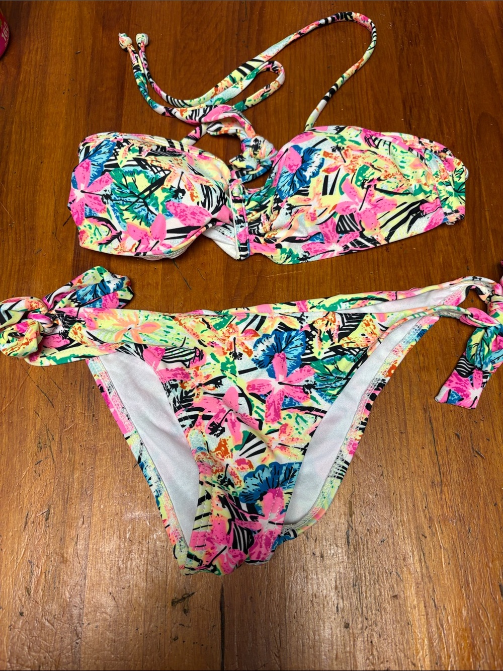 RELLECIGA Neon Floral Print Bikini Set in Pink, Blue, Yellow